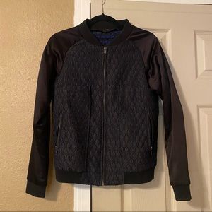 Embroidered Satin Bomber Jacket